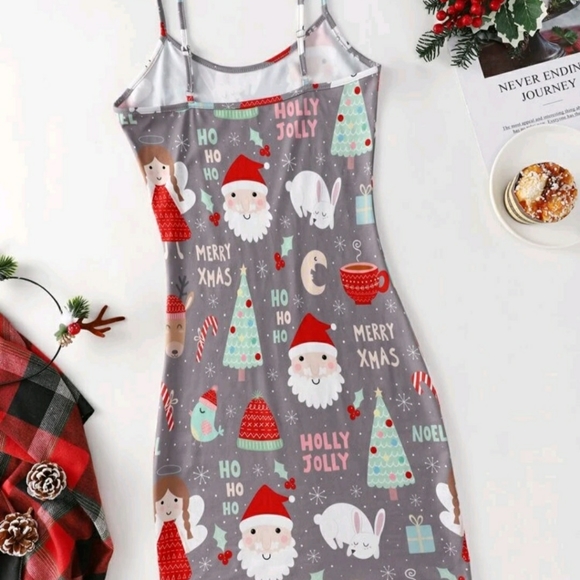 Christmas Letter & Santa Claus Print Cami Dress - Picture 2 of 6